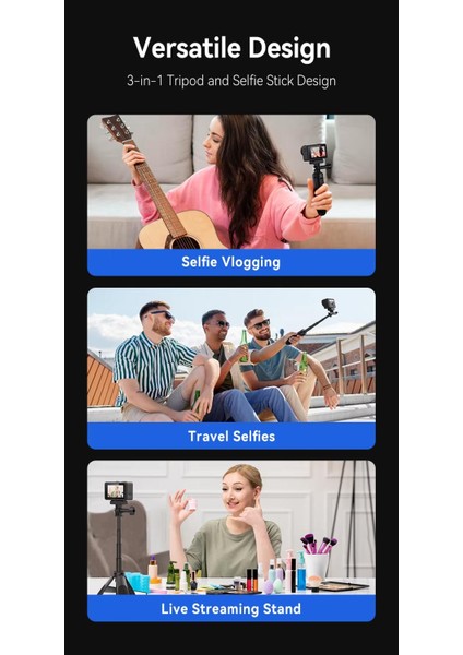 GA85 Alüminyum Kasa Selfie Çubuğu Tripod Monopod Gopro INSTA360 Djı Osmo Aksiyon Kamerası Canlı Yayın Standı fırsatları