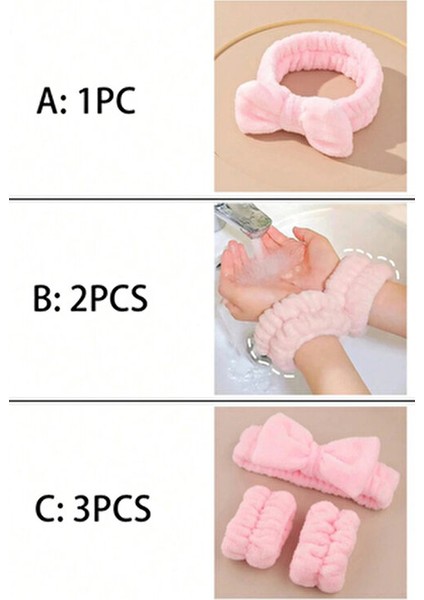 Peluş Pembe Bileklik + Makyaj ve Banyo Bandı Seti fiyatları