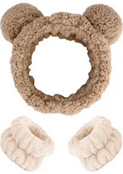 Peluş Ayıcık Bileklik + Makyaj ve Banyo Bandı Seti