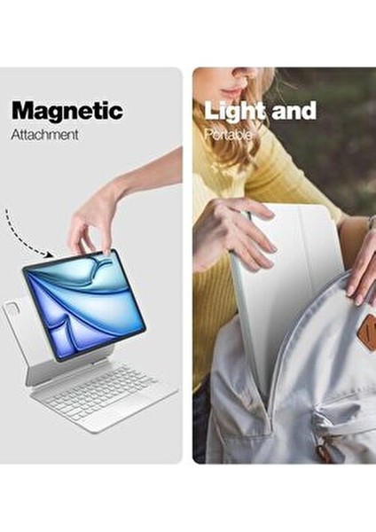 Magic Keyboard Touchpad Işıklı Kılıf Türkçe Q Klavyeli Ipad Air 11 4/5 Nesil M1/m2/m3 Uyumlu modelleri