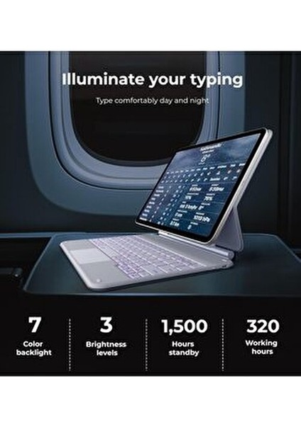 Magic Keyboard Touchpad Işıklı Kılıf Türkçe Q Klavyeli Ipad Air 11 4/5 Nesil M1/m2/m3 Uyumlu