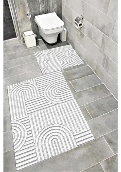 Su Emici Yumuşak Kaymaz Taban Sünger Dolgulu Pamuksu Doku Yıkanabilir Dekoratif Banyo Paspası