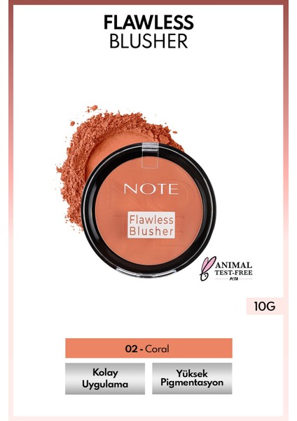 Flawless Blusher Mat Bitişli Toz Allık - 02 Coral