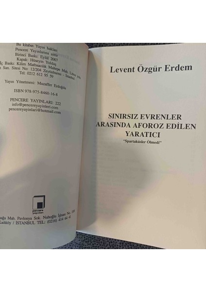 Sınırsız Evrenler Arasında Aforoz Edilen Yaratıcı: Spartaküsler Ölmedi 2007 Yili 1,baski 445 Sayfa Cok Temiz Kondisyonda modelleri