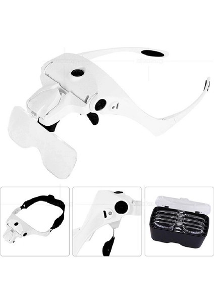 Şarjlı Gözlük Büyüteç Çalışma Büyüteci 5 Lensli 9892B2C