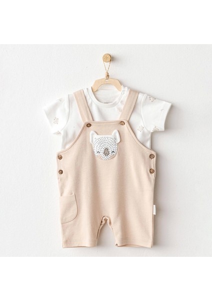 Andywawa AC25845 Happy Animals Bebek Salopet Takım Beige