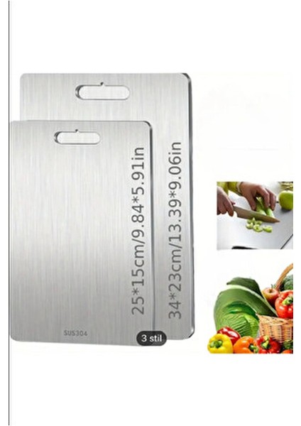 2 Adet Paslanmaz Çelik Kesme Tahtası Antibakteriyel Yüzey Üst Düzey Kalite indirimleri