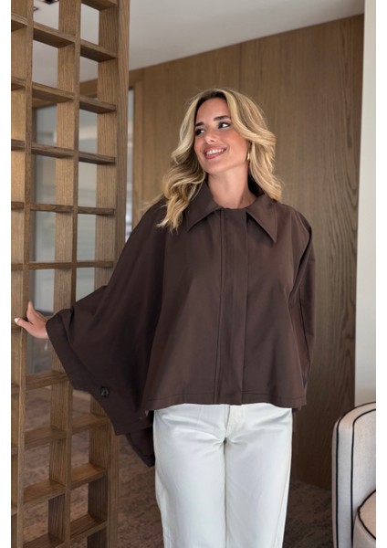 Kahverengi Pelerin Model Trençkot - 7603 modelleri