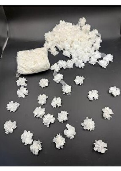 Beyaz Lazer Kesim Gül Süsleme Paketleme 20 Adet Lazer Kesim Gül