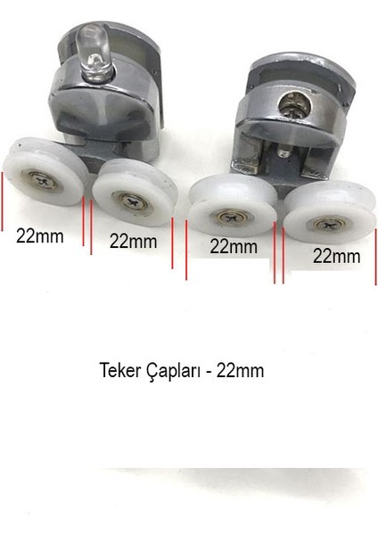 Ayrıntıshop Duşakabin Kanallı Rulman Oynar Çiftli Teker Çap 22MM indirimleri