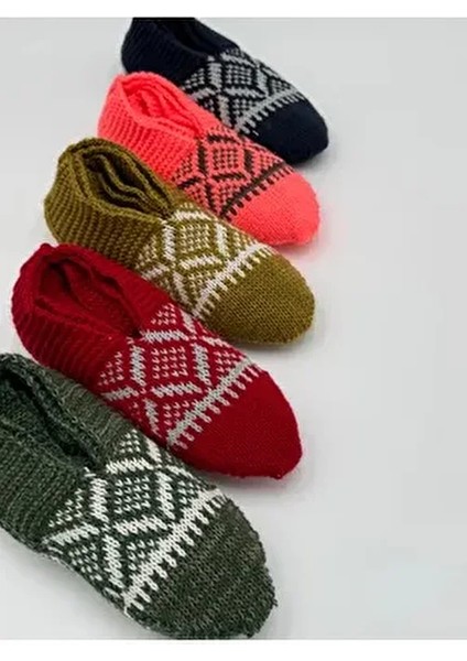 Kadın El Işi Model Yün Örgü 5 Adet Patik Çeyizlik Bohçalık Hediyelik