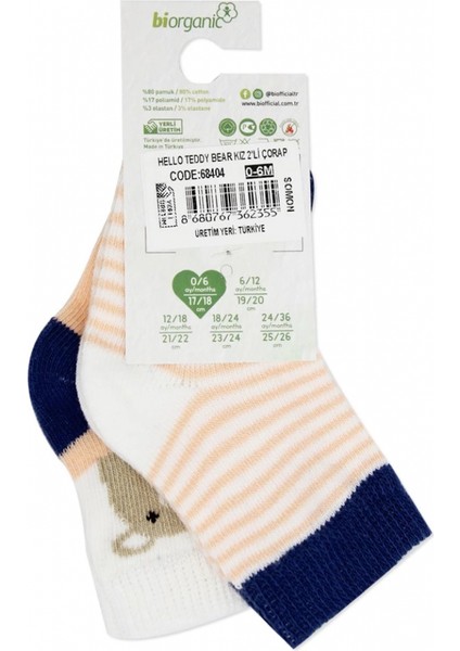 Bibaby Biorganic Hello Teddy Bear 2'li Kız Çorap 68404 Somon fiyatları