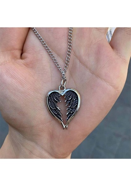 Aesthetic Feather Wings Heart Zincirli Kolye