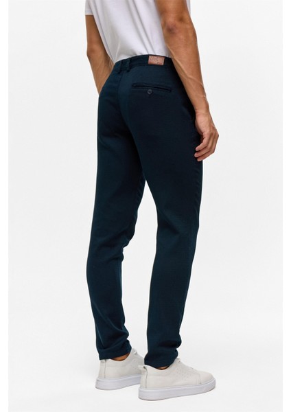 Lacivert Slim Armürlü Kanvas Pantolon indirimleri