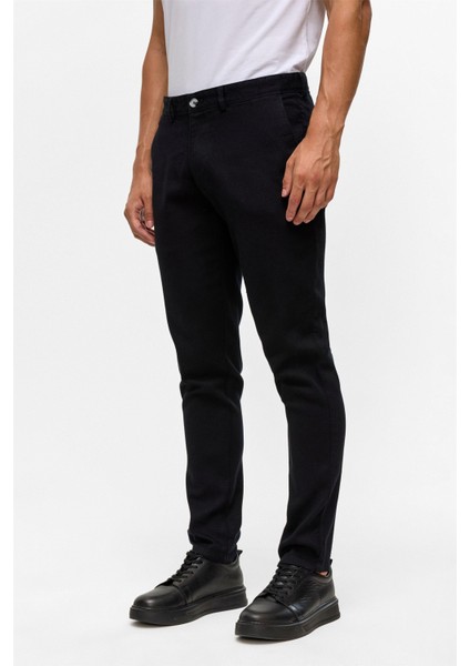 Siyah Slim Armürlü Kanvas Pantolon modelleri