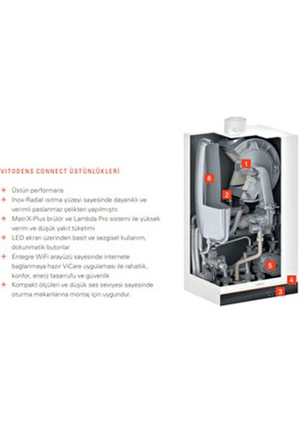 Vitodens Connect 19/25 Kw Tam Yoğuşmalı Kombi (Baca Dahil) modelleri