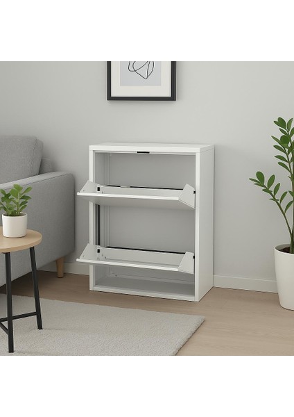 2 Li Kilitli Beyaz Metal Ayakkabılık modelleri