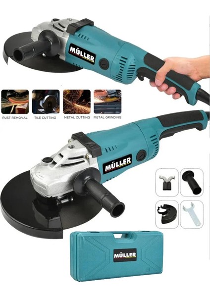 Alman 3200 W Metal Şanzıman 230MM Büyük Spiral Taşlama Makinesi Çantalı