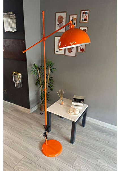 Turuncu Lambader Hareketli Başlık Modern Dekoratif Metal Oturma Odası Çalışma Odası Zemin Lambası