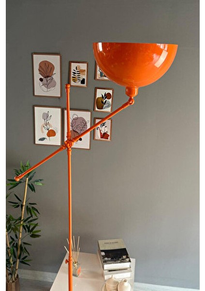 Turuncu Lambader Hareketli Başlık Modern Dekoratif Metal Oturma Odası Çalışma Odası Zemin Lambası