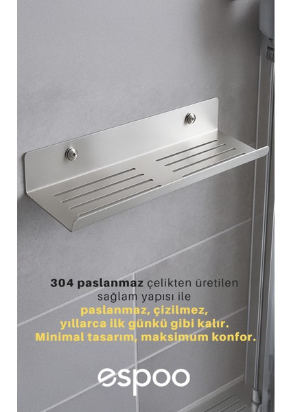 Yapışkanlı ve Vidalı Paslanmaz Çelik Banyo Rafı, Düzenleyici Duşakabin Için Şampuanlık Sabunluk Seti fiyatları