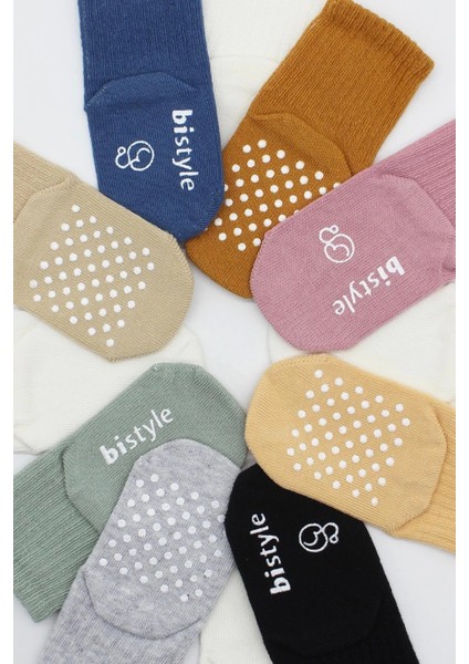 Bistyle 3'lü Basic Kaymaz Penye Soket Çorap 10107 Nil Ekru Bej