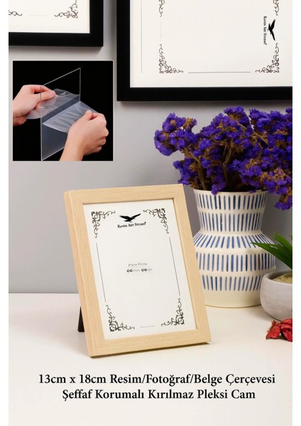 Ermitaj 13CM x 18CM Resim Fotoğraf Belge Poster Evrak Çerçevesi Korumalı Kırılmaz Pleksi Cam modelleri
