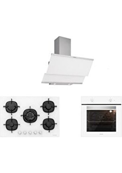 Beyaz Cam Ankastre Set 5 Yıl Garanti 3420 (Classy 60+CS5365W01+BO6501W01)