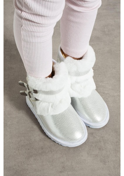 Çift Tokalı Ince Taban Çocuk Bot Gümüş Sultan