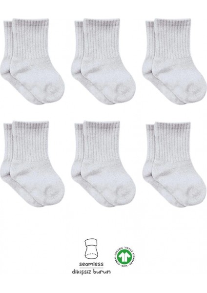 Bistyle 6lı Penye Düz Soket Çorap BS6008 Gri Melanj