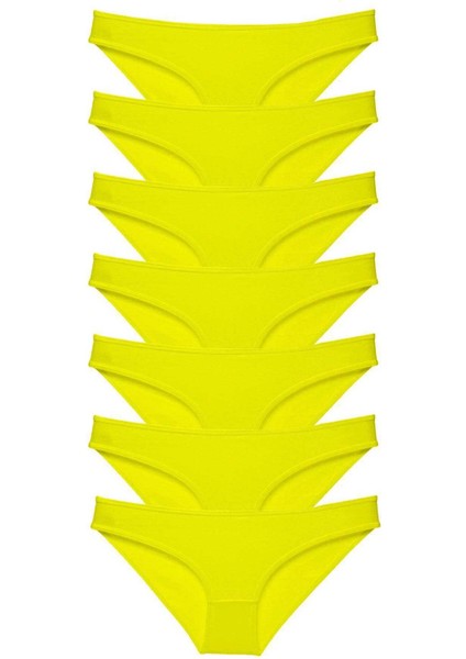 7 Adet Süper Eko Set Likralı Kadın Slip Külot Sarı