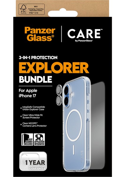 Care By Panzerglass Flagship iPhone 17 3'lü Explorer Telefon Koruma Set- Bundle (Uwf+Kılıf+Lens) modelleri