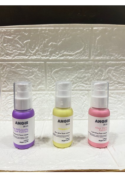 Angie Skin 3lü Yüz Bakım Kremi Nemlendirici Aydınlatıcı Sebum Dengeleyici Krem 50 ml