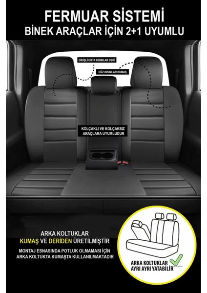 Renault Super 5 (B/C40) 1.6 D (B/C/S404) (55 Hp) 1991 Uyumlu Deri Serisi Siyah Oto Kılıfı Tam Set indirimleri