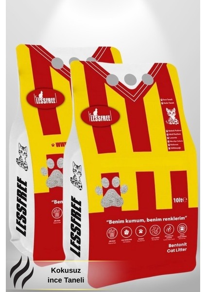 Kokusuz 2X10 Litre Kedi Kumu (Sarı Kırmızı Ambalaj)
