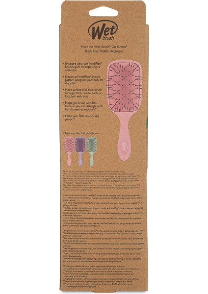 Go Green Paddle Detangler Kalın Telli Saçlar Için Geniş Saç Fırçası Pembe