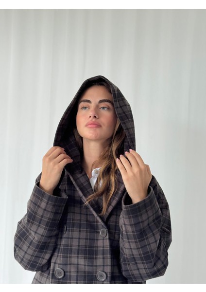 Urban Retro Kapüşonlu Oversize Ceket Kaban Kadın Füme fiyatları