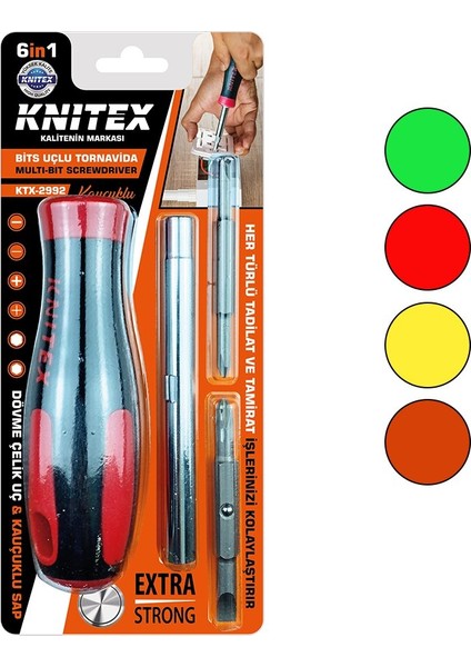 6ın1 - Çıkar Tak Kauçuklu Bits Uçlu Tornavida (5224)