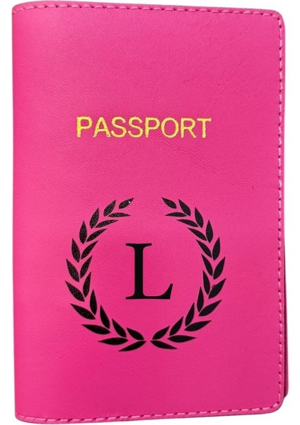 Harf Tasarımlı Deri Pasaport Kılıfı L