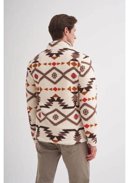 Vintage Desenli Kürk Dokulu Dik Yaka Regular Fit SWEATSHIRT-52440 fırsatları