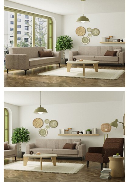 Mitra 3+3+1 Salon&oturma Odası Koltuk Takımı - Krem&kahve