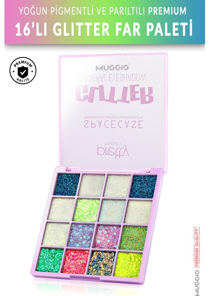 16'lı Premium Glitter Makyaj Far Paleti Göz ve Vücut Kremsi Yapı