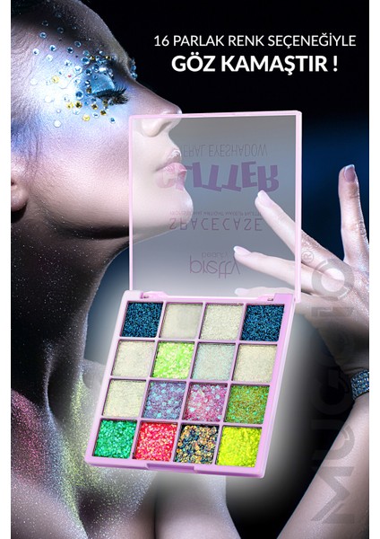 16'lı Premium Glitter Makyaj Far Paleti Göz ve Vücut Kremsi Yapı modelleri