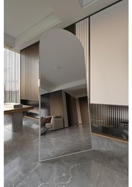 Beyaz Metal Çerçeveli Oval Ayaklı Boy Aynası 180X70 cm modelleri