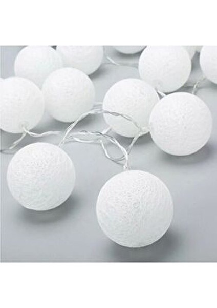 Montessori Top LED Işık Kaliteli Beyaz Renk Koton Top Dizeleri 1,5 Metre 10 Top ve 6 cm Işık Topları