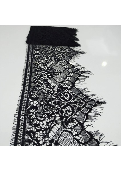 Sakallı Dantel (Kod A454) 19,5 cm 1 Adet 3 Metre Siyah -Giyim Aksesuarı-Iç Çamaşır-Abiye-Dıy