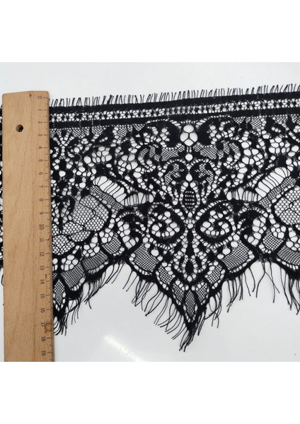 Sakallı Dantel (Kod A454) 19,5 cm 1 Adet 3 Metre Siyah -Giyim Aksesuarı-Iç Çamaşır-Abiye-Dıy modelleri