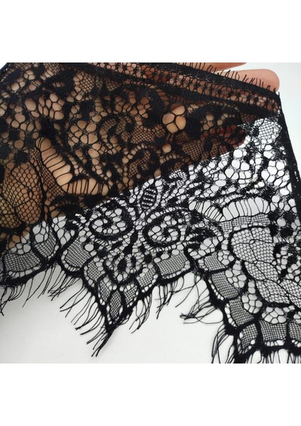 Sakallı Dantel (Kod A454) 19,5 cm 1 Adet 3 Metre Siyah -Giyim Aksesuarı-Iç Çamaşır-Abiye-Dıy fırsatları