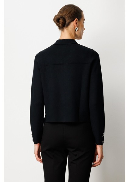 Zımbalı Fermuarlı Triko Hırka Siyah 65905 modelleri