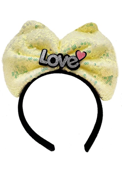 Bfs led Işıklı 3 Farklı Fonksiyonda Yanan Gümüş Love Yazılı Sarı Fiyonk Taç 20X17 cm